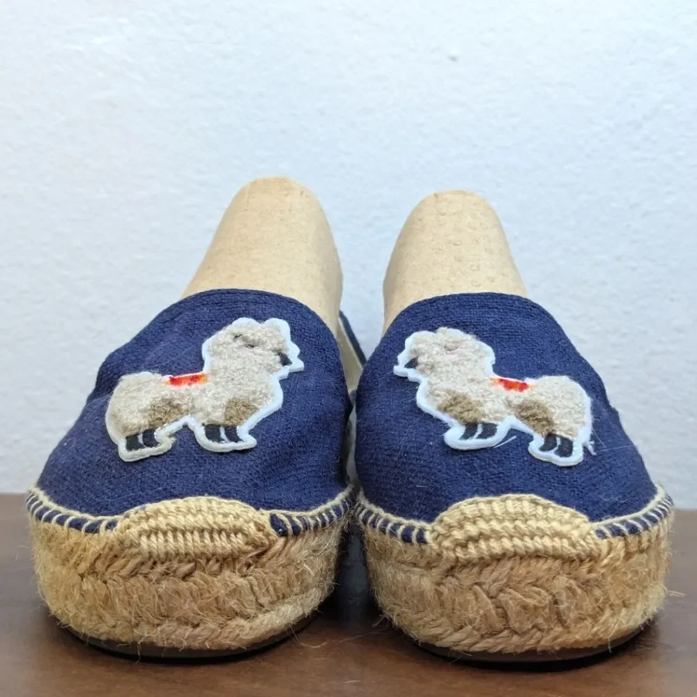 Soludos Llama Espadrille Whimsical Coastal Preppy Animal Print Quirky 6 1/2